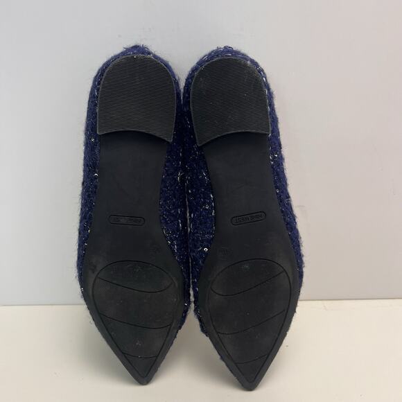 Nine West Jesikep 2 Navy Tweed Pointed Toe Ballet Flats Pre-owned Size 9.5 - Picture 4 of 5